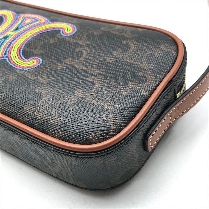 Celine Macadam Embroidery Triomphe Limited Edition Leather Shoulder Camera Bag — view 5