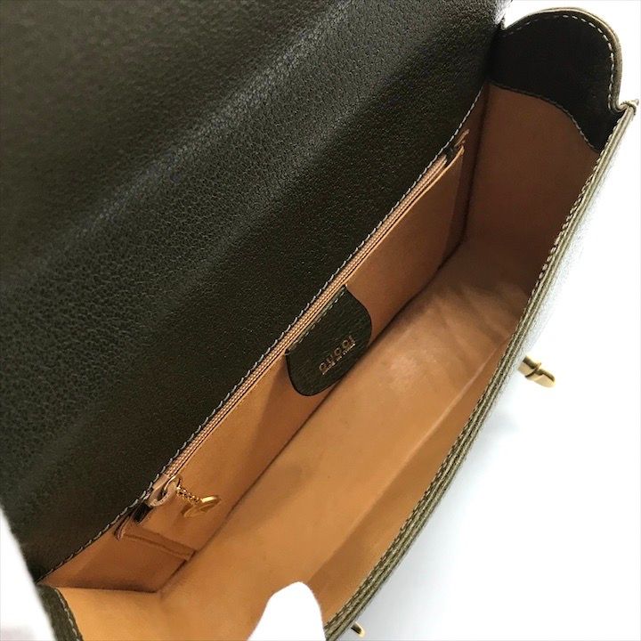 Gucci Geki Bamboo Double Face 2-Way Bag Crossbody Khaki Leather — view 7