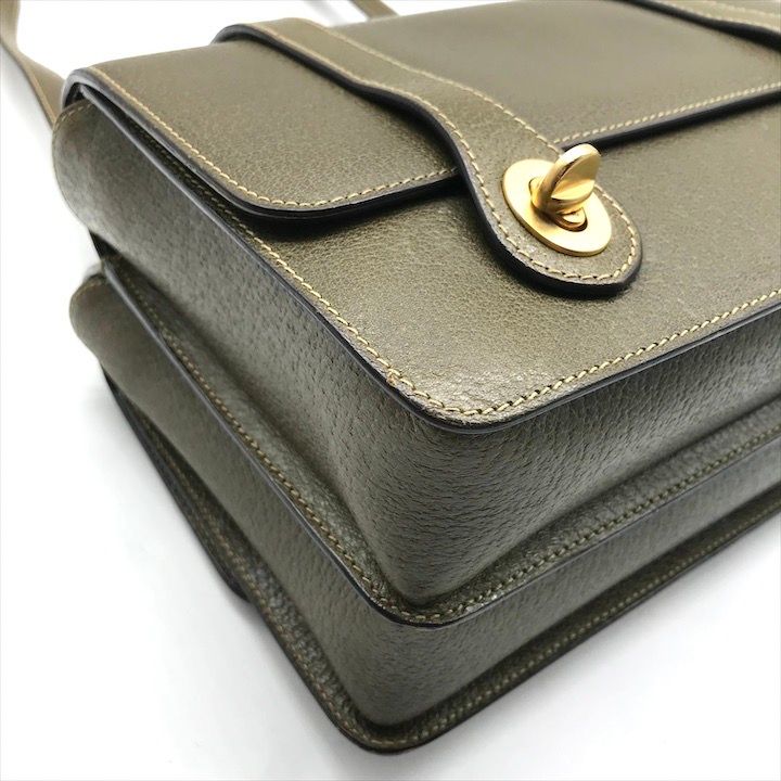 Gucci Geki Bamboo Double Face 2-Way Bag Crossbody Khaki Leather — view 5