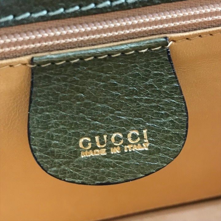 Gucci Geki Bamboo Double Face 2-Way Bag Crossbody Khaki Leather — view 9