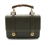 Gucci Geki Bamboo Double Face 2-Way Bag Crossbody Khaki Leather — view 2