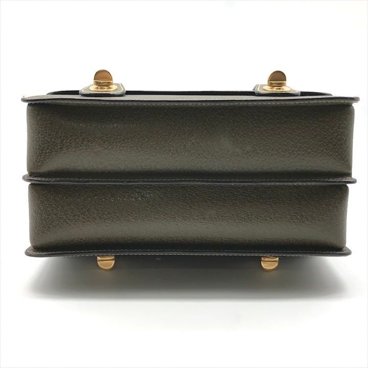 Gucci Geki Bamboo Double Face 2-Way Bag Crossbody Khaki Leather — view 3