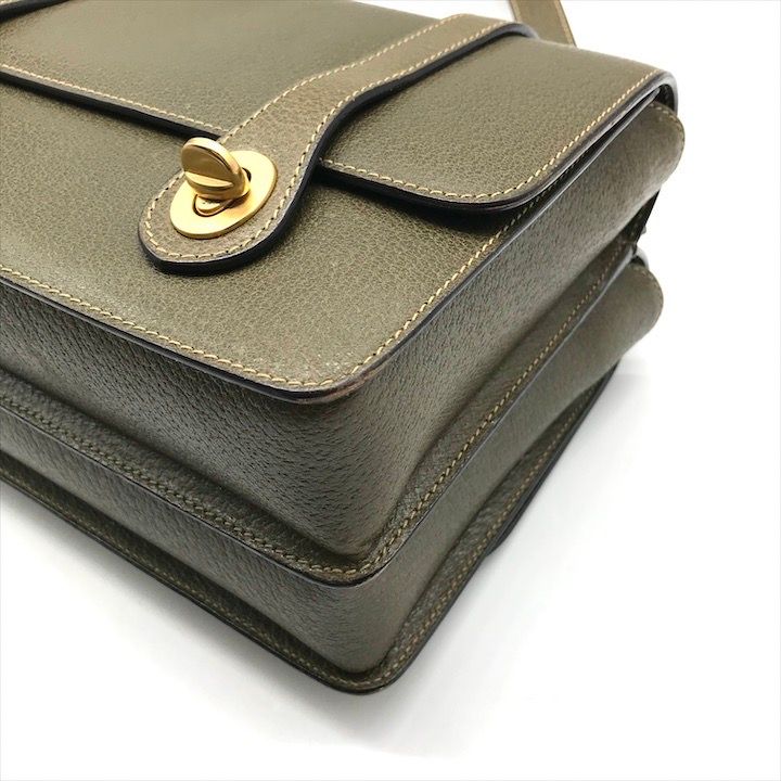 Gucci Geki Bamboo Double Face 2-Way Bag Crossbody Khaki Leather — view 4