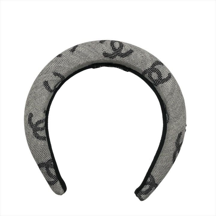 Chanel CC Logo Denim Headband Hair Gray All Over Pattern — view 2