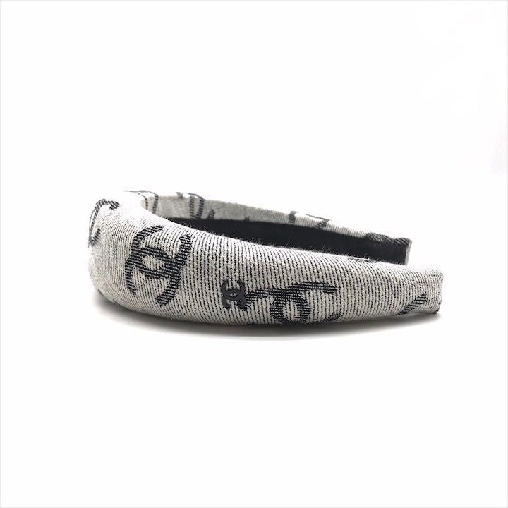 Chanel CC Logo Denim Headband Hair Gray All Over Pattern — view 8
