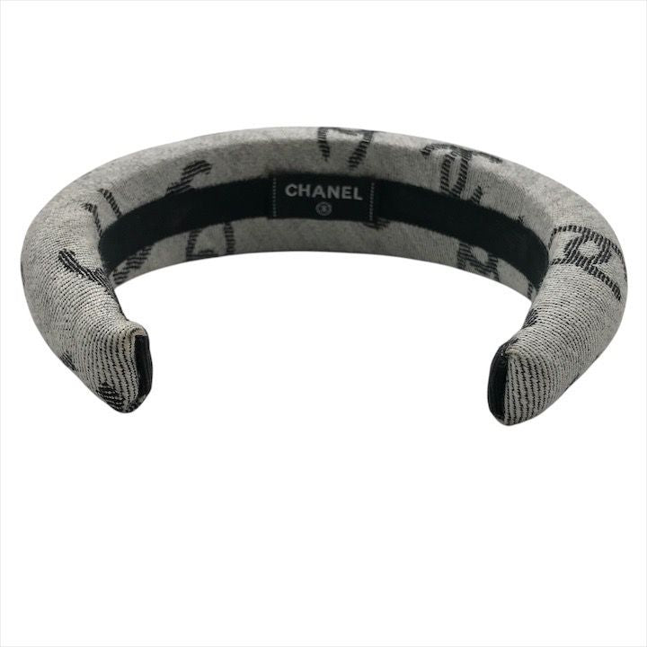 Chanel CC Logo Denim Headband Hair Gray All Over Pattern — view 3