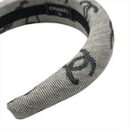 Chanel CC Logo Denim Headband Hair Gray All Over Pattern — view 5