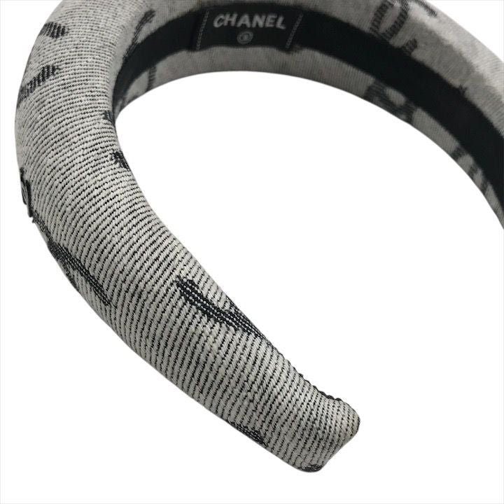 Chanel CC Logo Denim Headband Hair Gray All Over Pattern — view 6