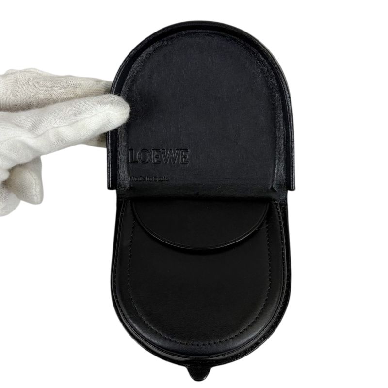 Loewe Anagram Logo Coin Case Purse Leather Black — view 3