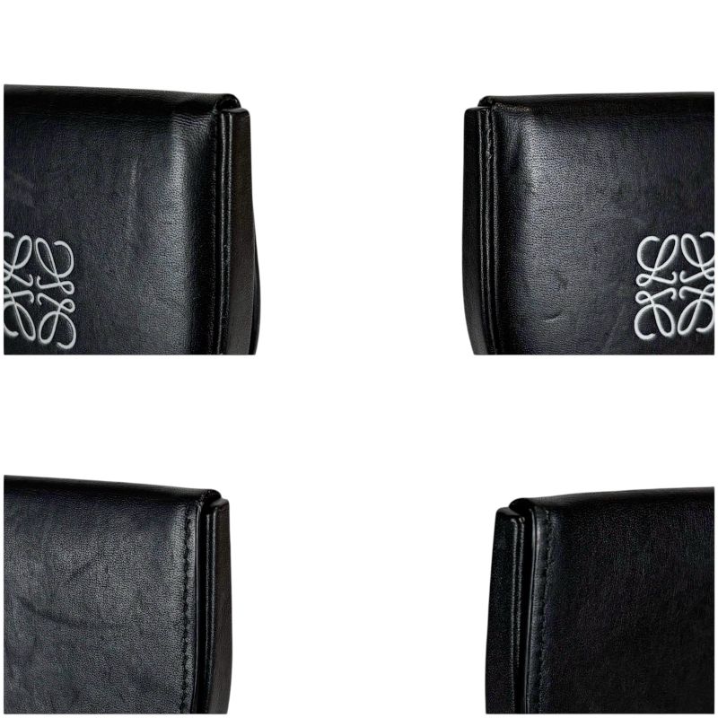Loewe Anagram Logo Coin Case Purse Leather Black — view 7