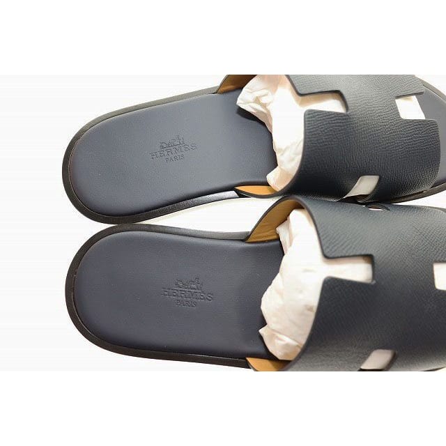 Hermes Izmir Sandals Size 41 Leather H Logo Black Aa — view 6