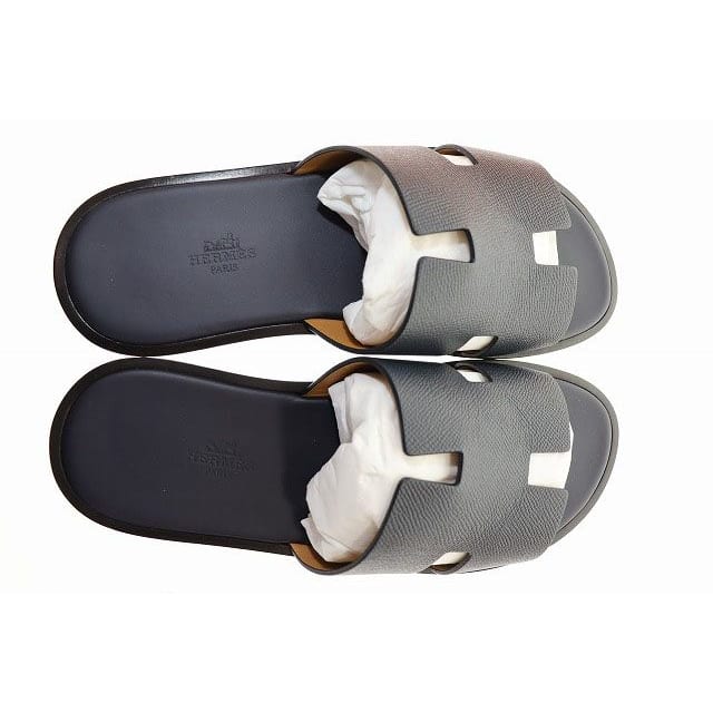 Hermes Izmir Sandals Size 41 Leather H Logo Black Aa — view 4