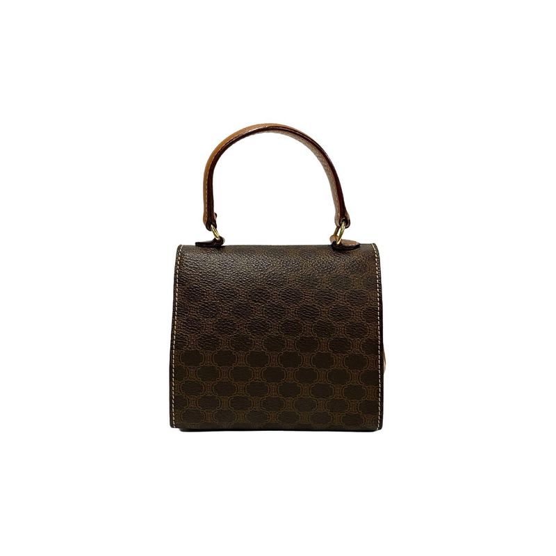 Celine Vintage Macadam Blason Ring Hardware Leather 2-Way Mini Handbag