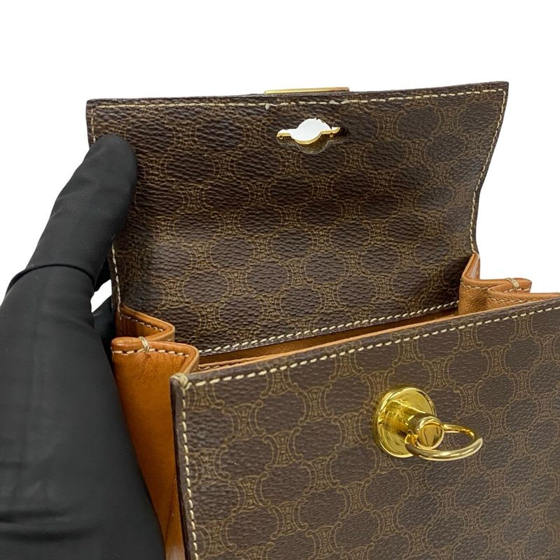 Celine Vintage Macadam Blason Ring Hardware Leather 2-Way Mini Handbag