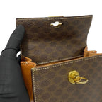Celine Vintage Macadam Blason Ring Hardware Leather 2-Way Mini Handbag
