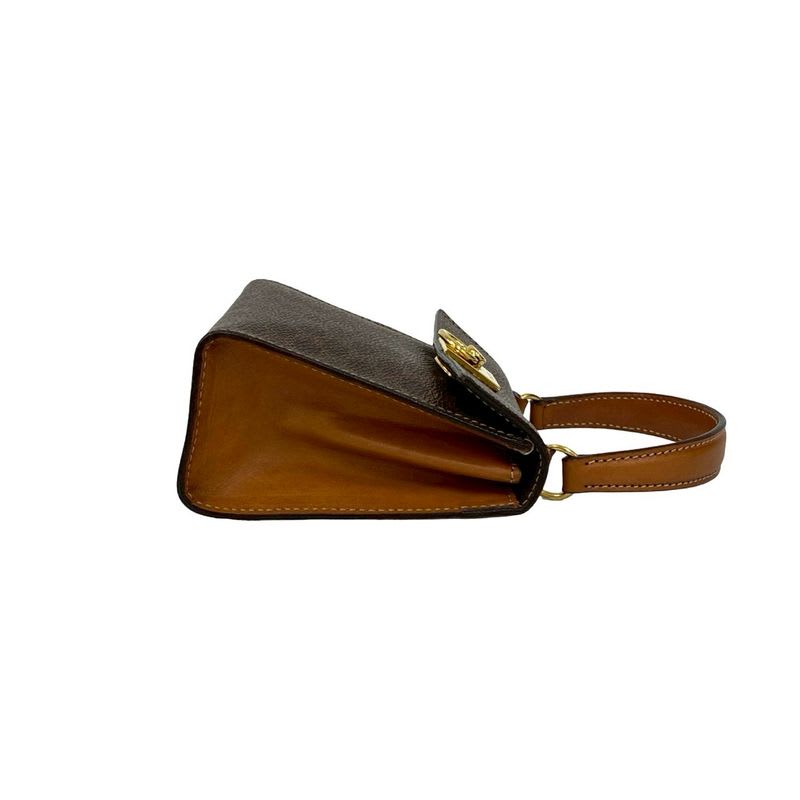 Celine Vintage Macadam Pattern Logo Ring Hardware Leather 2-Way Mini Handbag