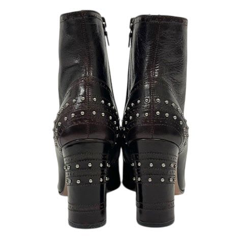 Prada Short Boots Chunky Heel Round Toe Stats 34.5 Brown — view 4