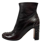 Prada Short Boots Chunky Heel Round Toe Stats 34.5 Brown — view 5