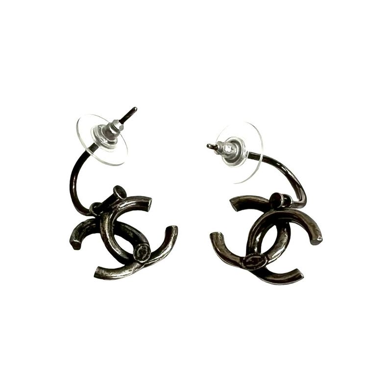 Chanel Coco Mark Motif Plated Earrings Accessories 13BB — view 6