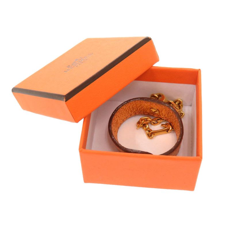 Hermes Glove Holder Leather Orange Gold Hardware H Stamp Bag Charm 0966 — view 2