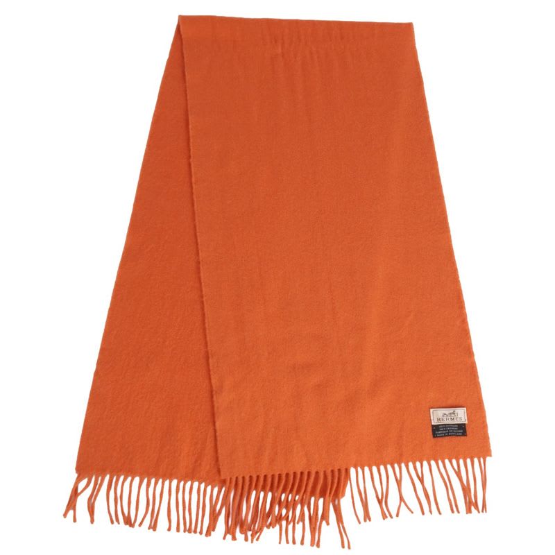 Hermes Muffler Shawl Fringe Cashmere 1 Scarf — view 2