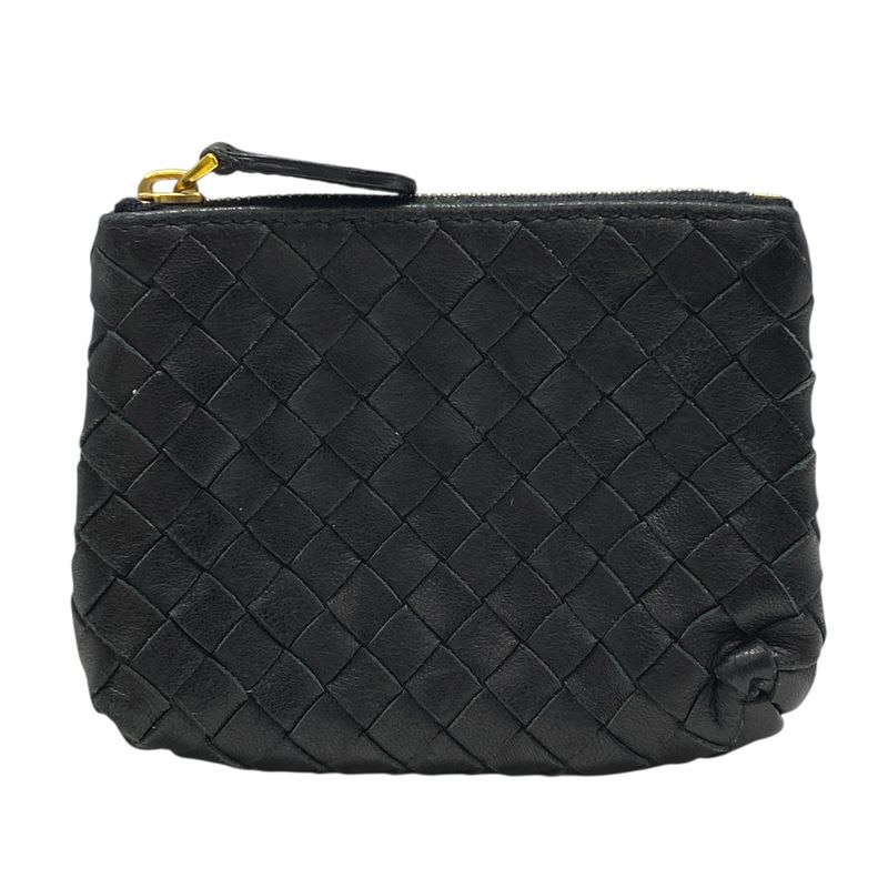Bottega Veneta Intrecciato Coin Case Purse Compact Leather Black — view 2