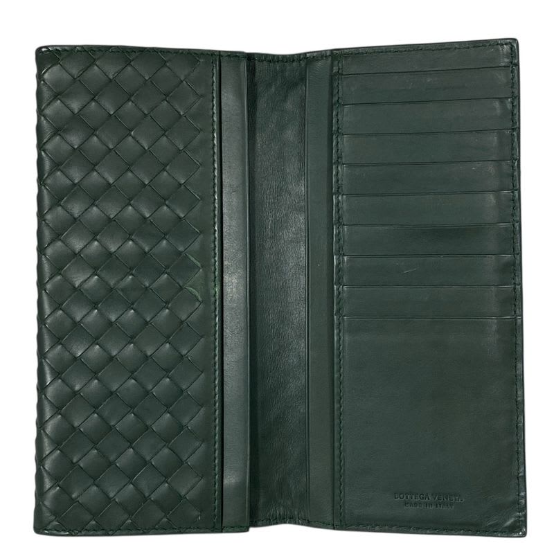 Bottega Veneta Intrecciato Bifold Long Wallet Billfold Leather Green — view 5