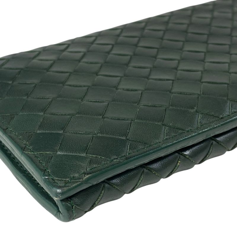 Bottega Veneta Intrecciato Bifold Long Wallet Billfold Leather Green — view 4