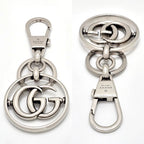 Gucci Double G Key Chain Holder Silver Tone Metal Total Length 10.25 — view 2