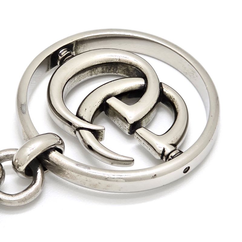 Gucci Double G Key Chain Holder Silver Tone Metal Total Length 10.25 — view 9