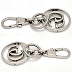 Gucci Double G Key Chain Holder Silver Tone Metal Total Length 10.25 — view 3