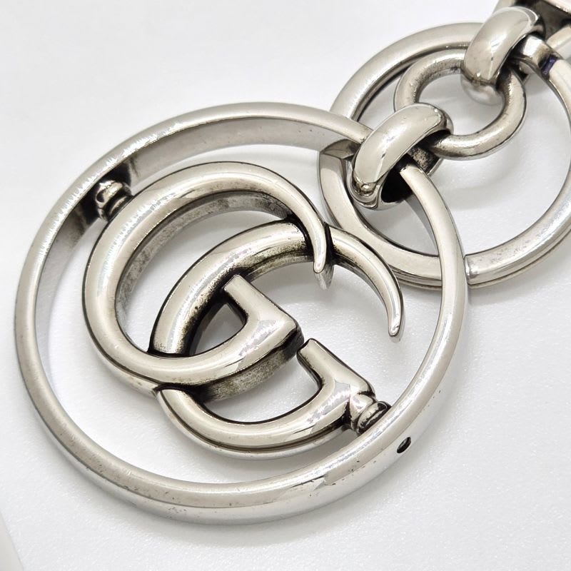 Gucci Double G Key Chain Holder Silver Tone Metal Total Length 10.25 — view 8