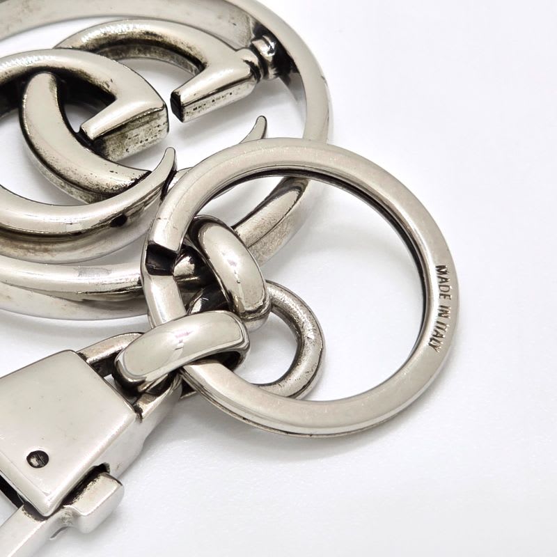 Gucci Double G Key Chain Holder Silver Tone Metal Total Length 10.25 — view 7