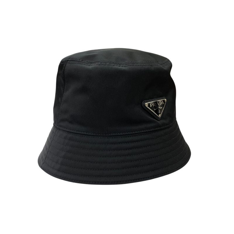 Prada Hat 2 Hc137 Bucket Nylon Triangle Logo Plate XL Em4900 — view 3