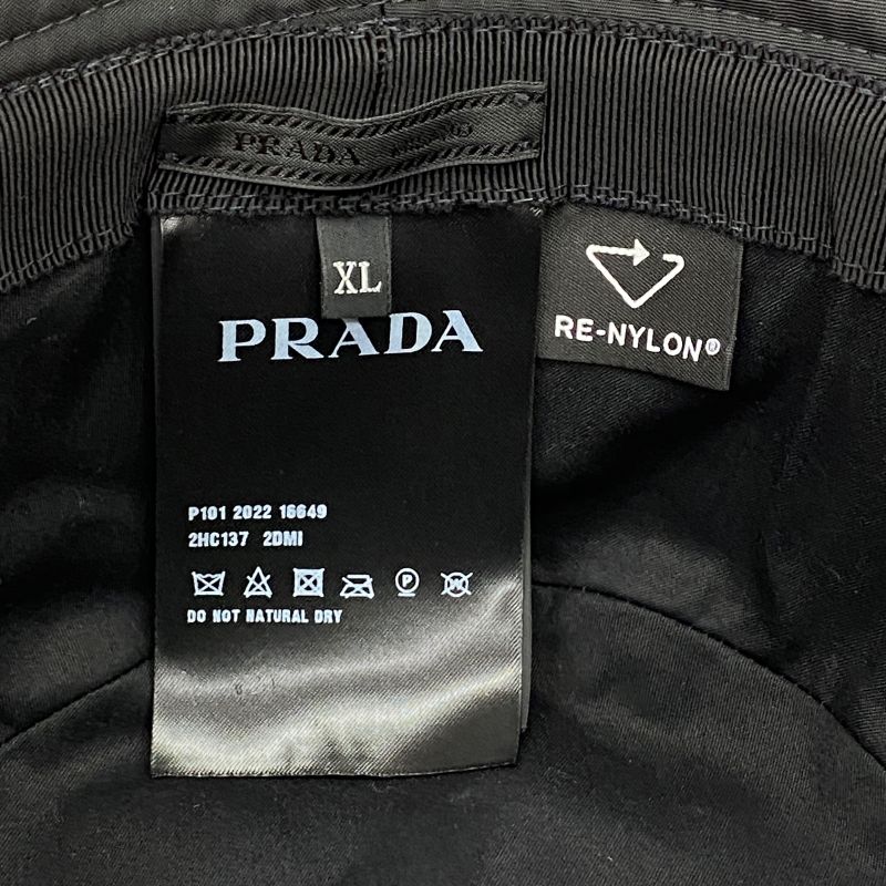 Prada Hat 2 Hc137 Bucket Nylon Triangle Logo Plate XL Em4900 — view 8