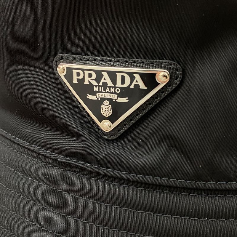 Prada Hat 2 Hc137 Bucket Nylon Triangle Logo Plate XL Em4900 — view 7