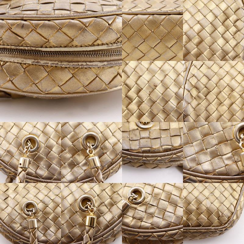 Bottega Veneta Intrecciato Calf Gold Shoulder Bag