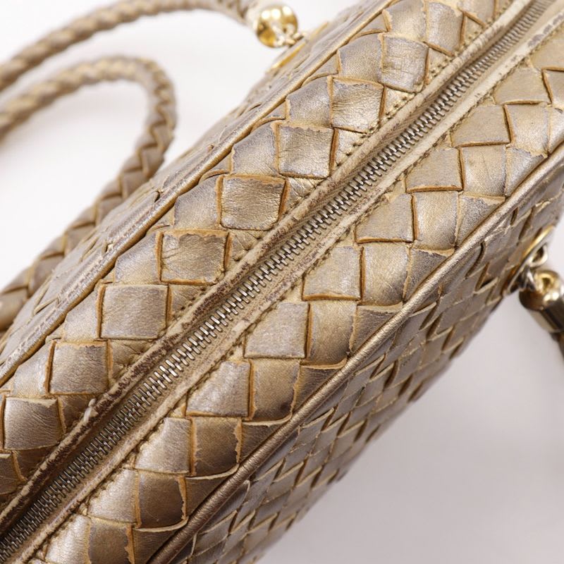 Bottega Veneta Intrecciato Calf Gold Shoulder Bag
