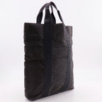 Hermes Her Line Cabas Tote Bag Nylon Canvas Gray Handbag