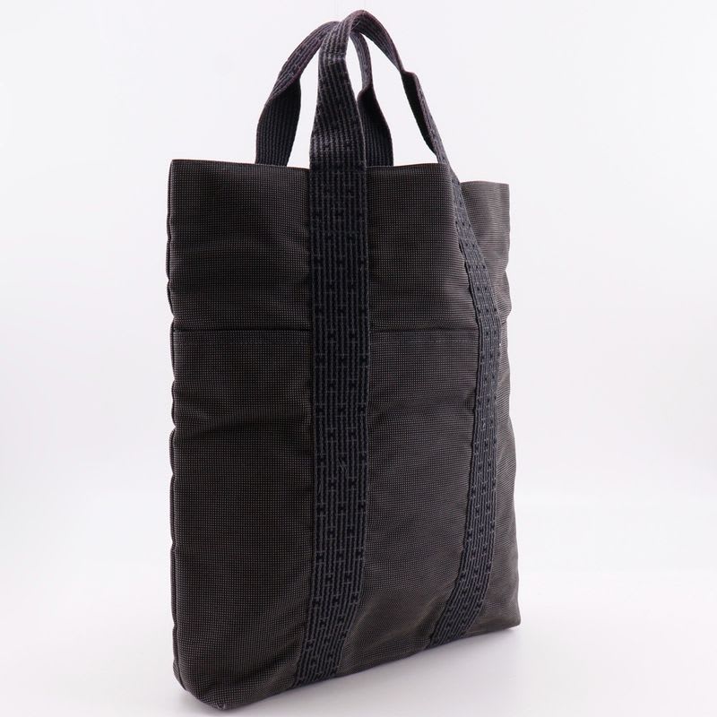 Hermes Her Line Cabas Tote Bag Nylon Canvas Gray Handbag