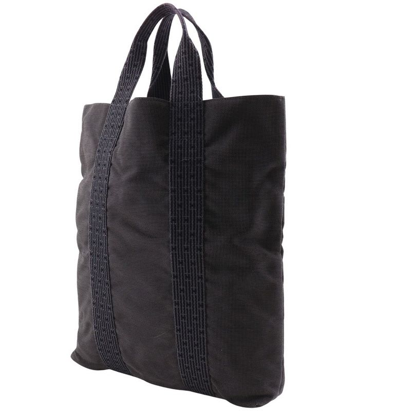 Hermes Her Line Cabas Tote Bag Nylon Canvas Gray Handbag