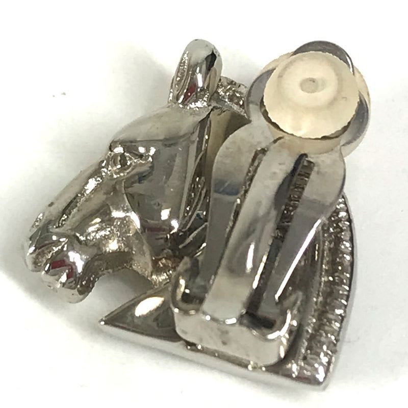 Hermes Earrings Cheval Horse Logo Metal Silver — view 4
