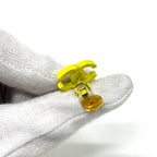 Chanel Earrings Coco Mark 2 Rows Metal Yellow — view 9