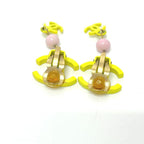 Chanel Earrings Coco Mark 2 Rows Metal Yellow — view 6