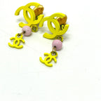 Chanel Earrings Coco Mark 2 Rows Metal Yellow — view 4