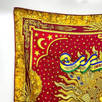 Hermes Scarf Carpe DIEM Enjoy The Day Sun Moon Star Silk Red — view 4