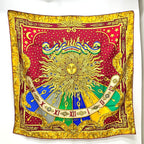Hermes Scarf Carpe DIEM Enjoy The Day Sun Moon Star Silk Red — view 3