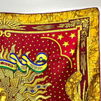 Hermes Scarf Carpe DIEM Enjoy The Day Sun Moon Star Silk Red — view 5