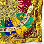 Hermes Scarf Carpe DIEM Enjoy The Day Sun Moon Star Silk Red — view 6