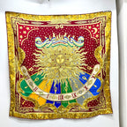 Hermes Scarf Carpe DIEM Enjoy The Day Sun Moon Star Silk Red — view 8